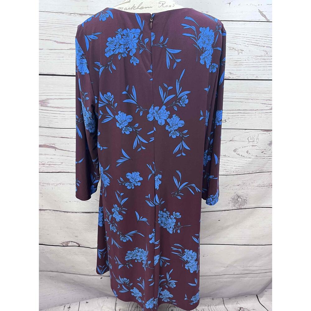 Lauren Ralph Lauren NWT Maroon Blue Floral A-line Dress Size 16 - Picture 2 of 6